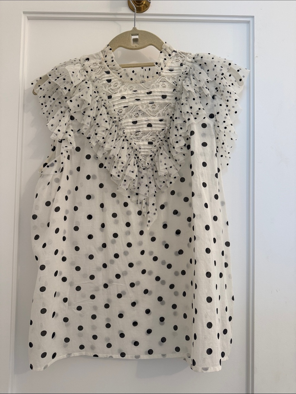 Women's White and Black Polka Dot Ruffle Dress